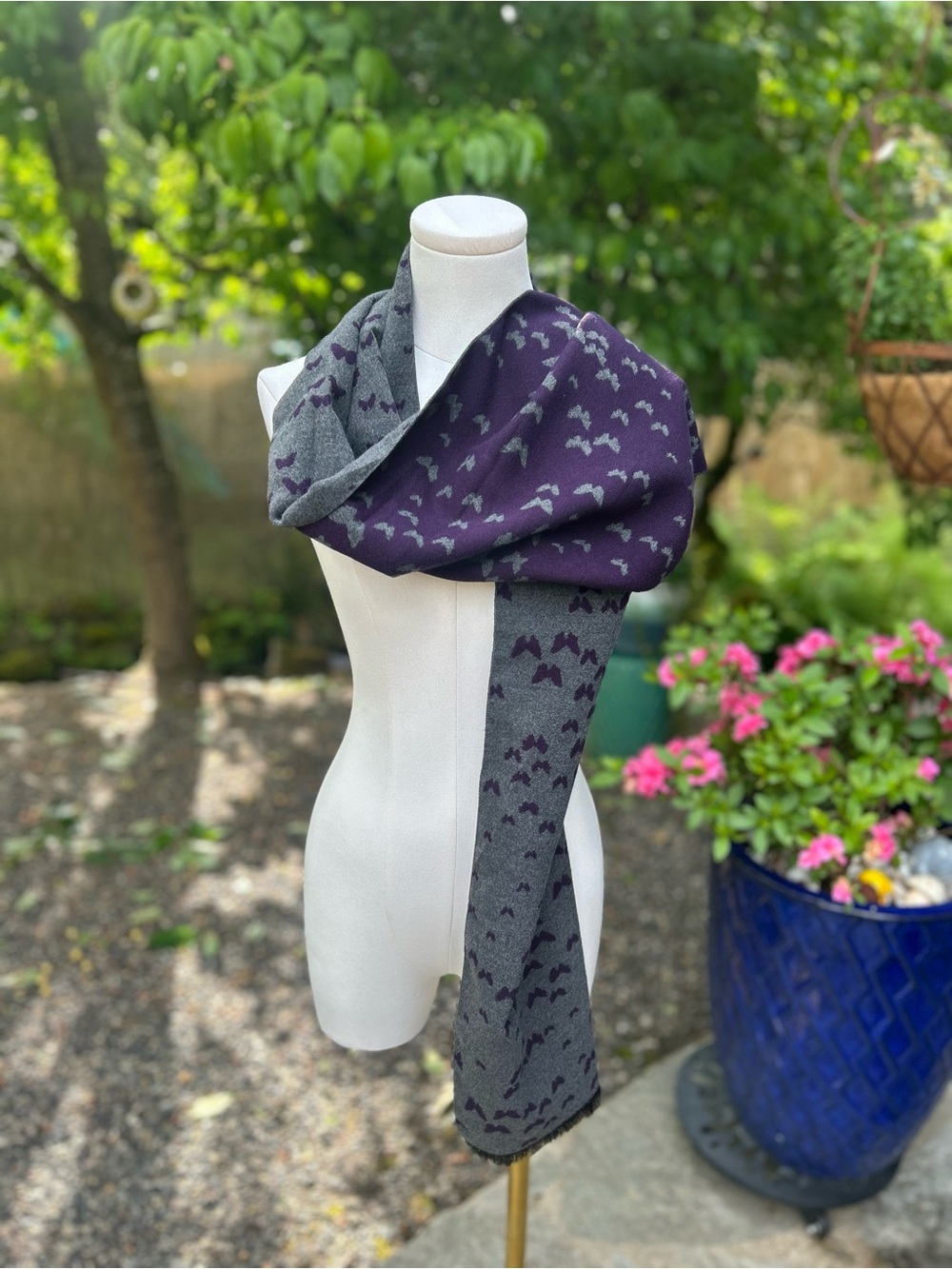 Mio Murino - Purple and Grey Butterfly Scarf